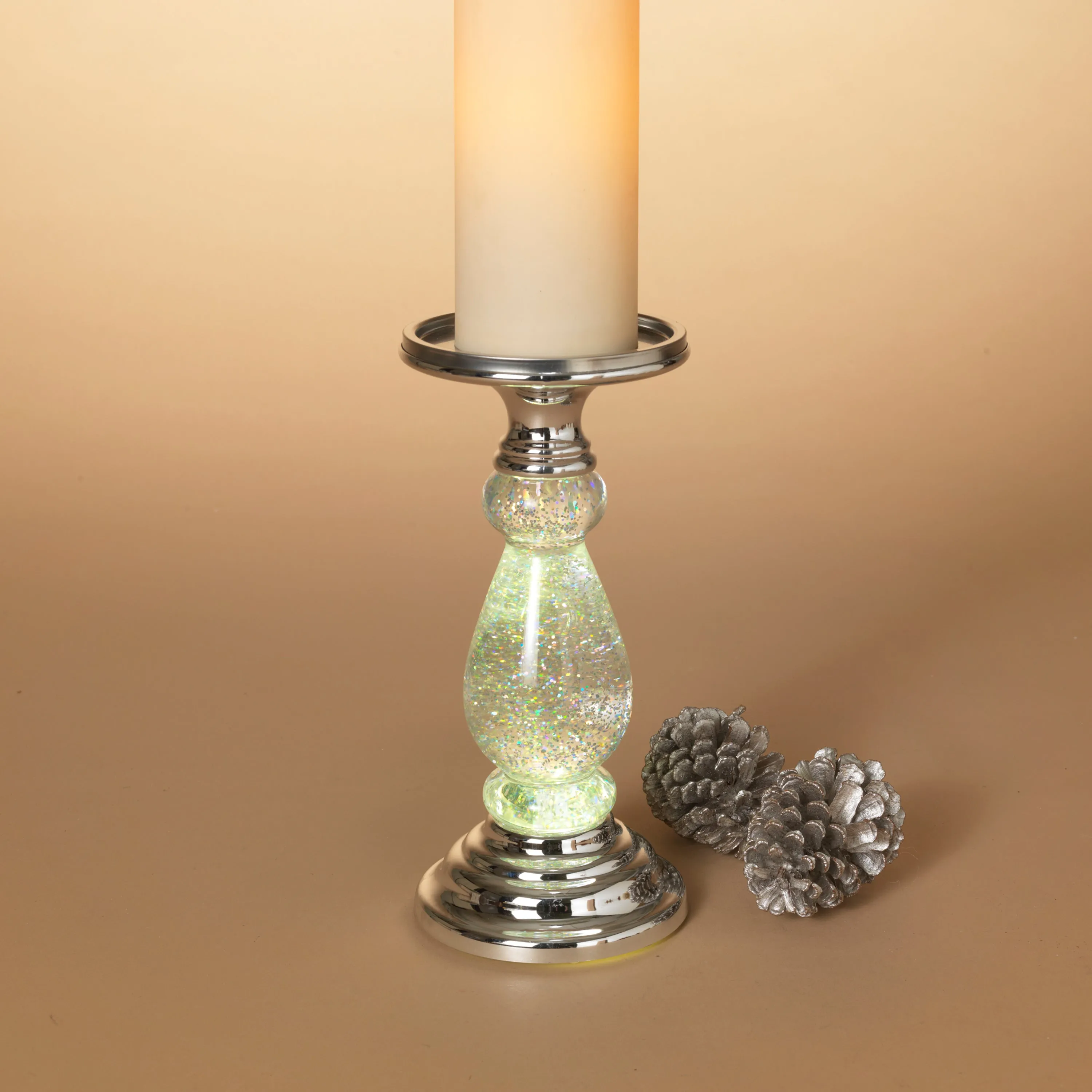 10.25-Inch Battery Operated Water Globe Candle Holder