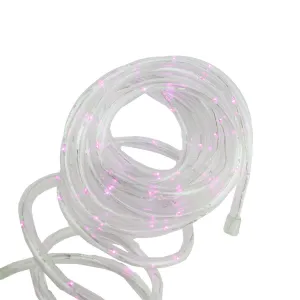 12' Solar Powered Multi-Function Pink LED Indoor-Outdoor Christmas Rope Lights with Ground Stake