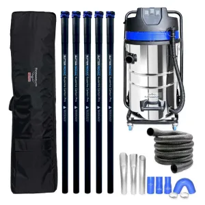 20 Gallon Classic Cyclone Gutter Vacuum Kit, 20 Foot (2 Story) Carbon Clamping Gutter Poles, Carrying Bag and 25 Foot Hose