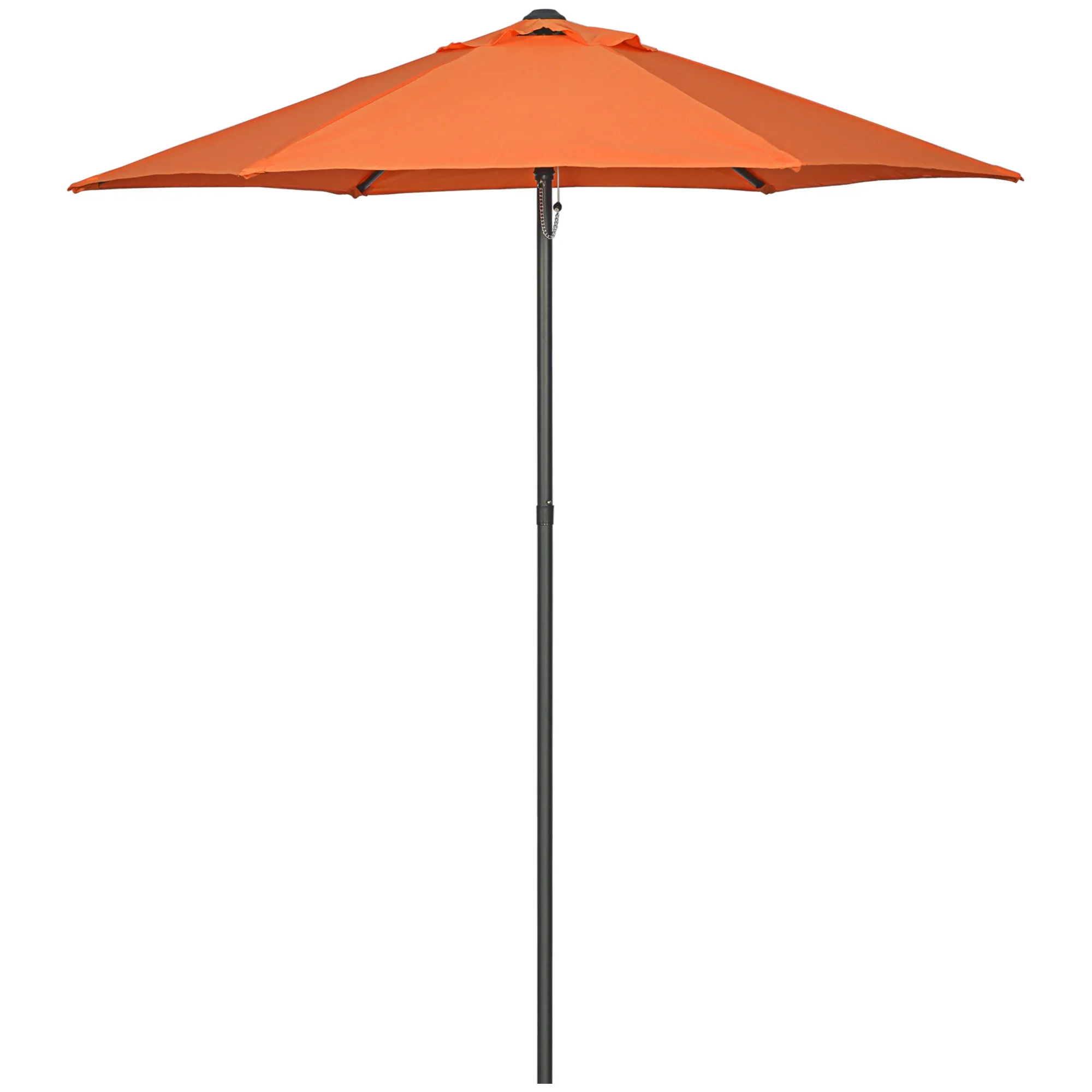 2m Patio Parasols Umbrellas, Outdoor Sun Shade with 6 Sturdy Ribs for Balcony, Bench, Garden, Orange