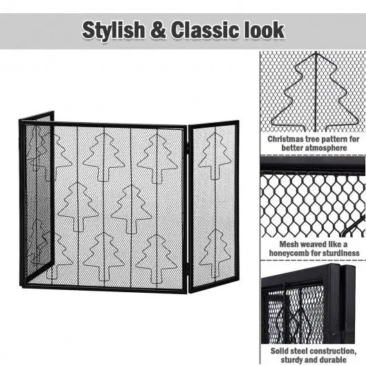 3 Panel Folding Steel Fireplace Screen