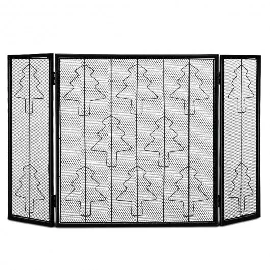 3 Panel Folding Steel Fireplace Screen