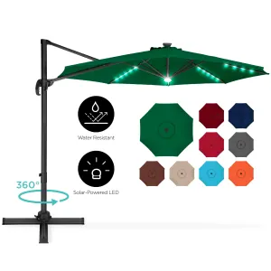 360-Degree LED Cantilever Offset Patio Umbrella w/ Tilt - 10ft