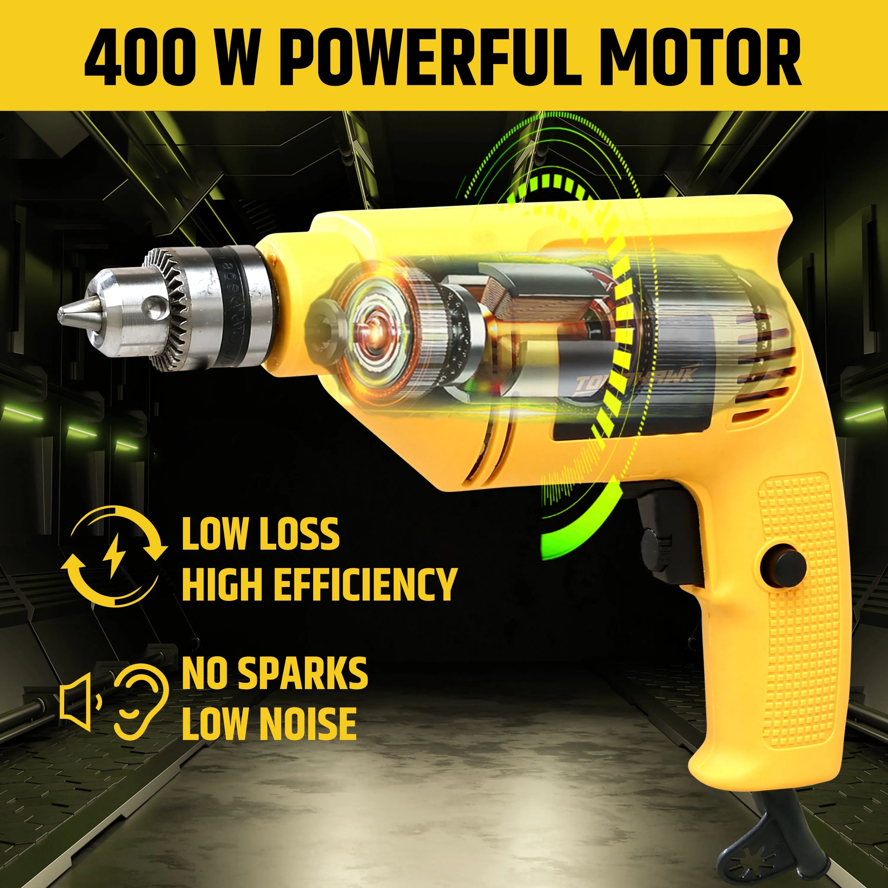 400W 10mm Reversible Drill with Variable Speed T20