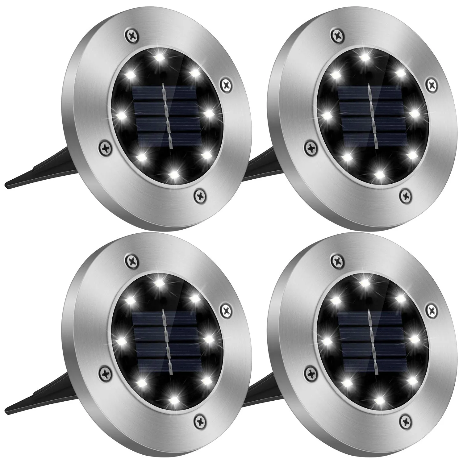 4Pcs Solar Powered Ground Light Outdoor IP65 Waterproof Buried In-Ground Lamp Decorative Path Deck Lawn Patio Lamp