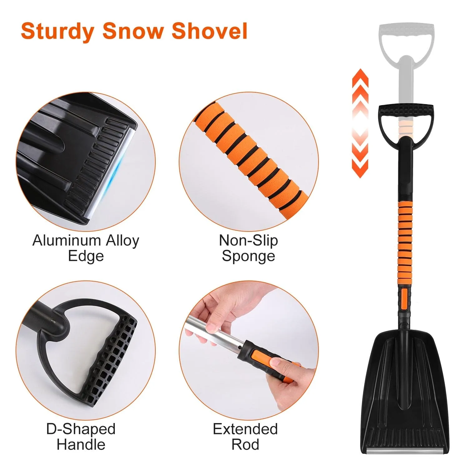 5-in-1 Detachable 180° Adjustable Ice Scraper Snow Shovel