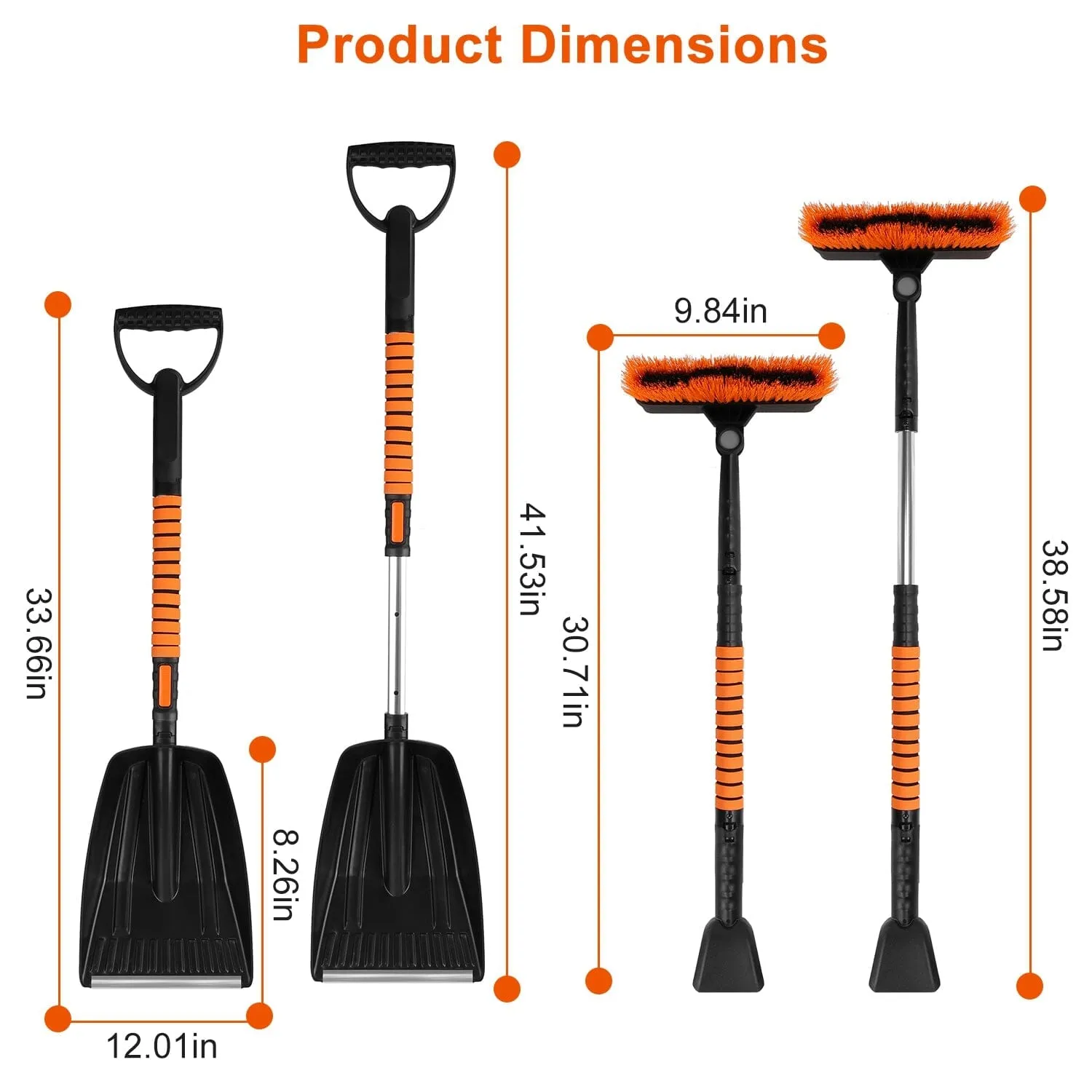 5-in-1 Detachable 180° Adjustable Ice Scraper Snow Shovel