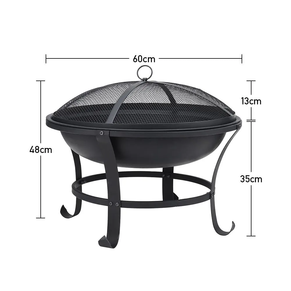 60cm Round BBQ Grill Burner Outdoor Camping Fire Pit Set