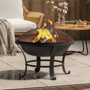 60cm Round BBQ Grill Burner Outdoor Camping Fire Pit Set