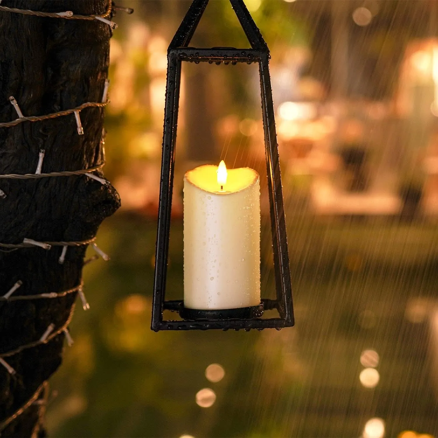 6"X3" Outdoor Waterproof Flameless Candles, LED Candles, Battery Operated Candles with Remote and Timers, Electric Fake Plastic Pillar Candles, Ivory White, Set of 2