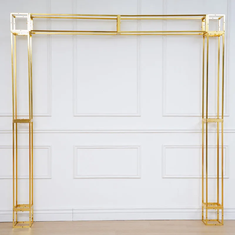 A8082 Gold Plated 4 Poles Stable Square Screen Event Flower Stand Wedding Backdrop Frame