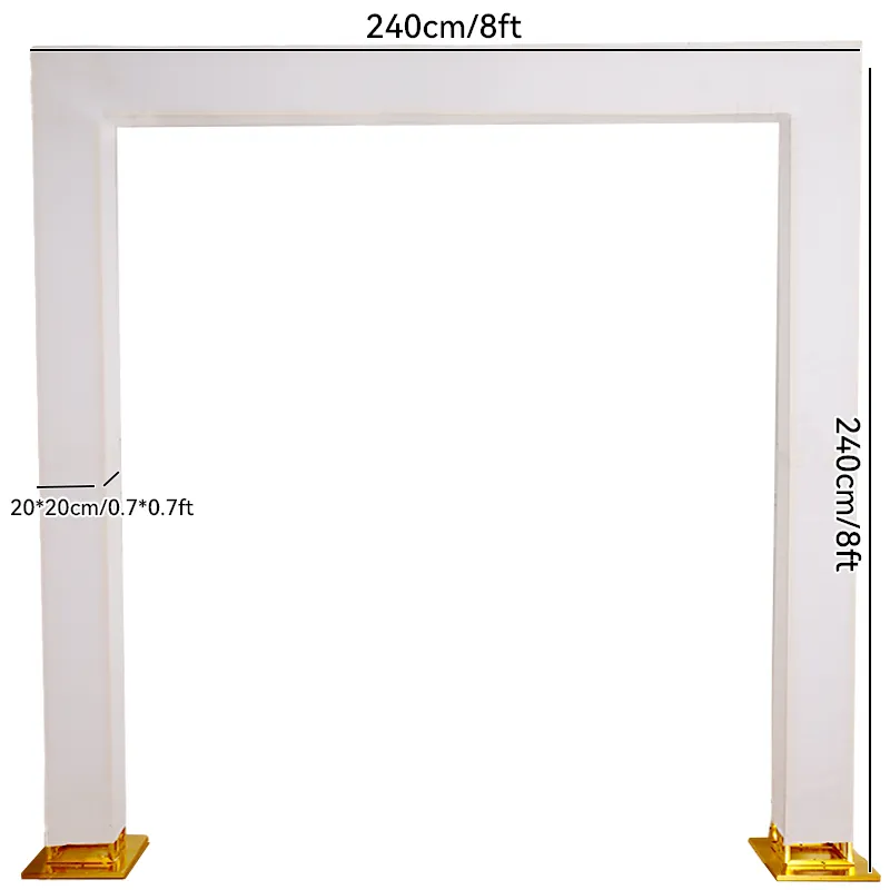 A8082 Gold Plated 4 Poles Stable Square Screen Event Flower Stand Wedding Backdrop Frame