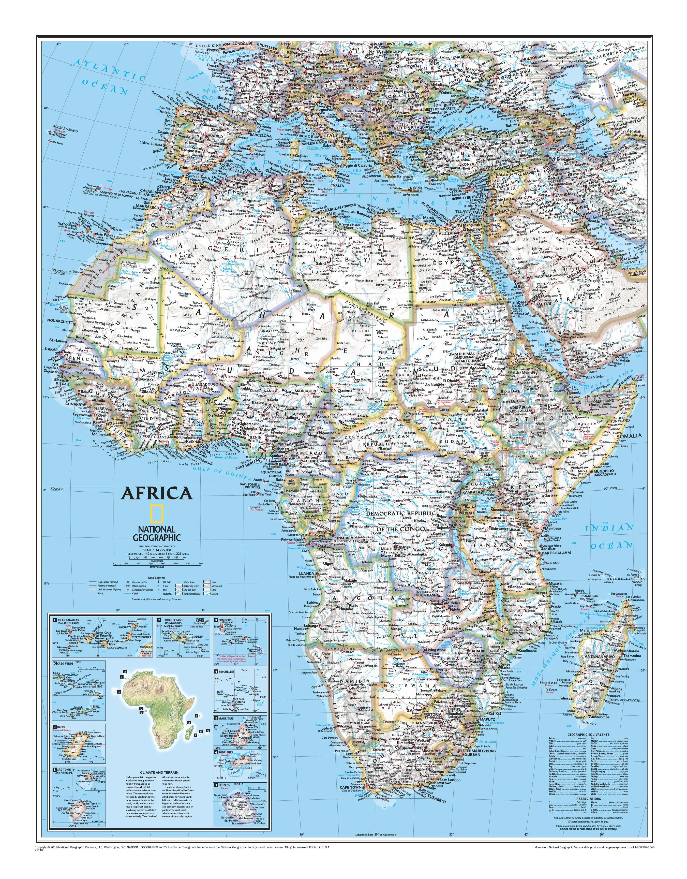 Africa National Geographic 610 x 780mm Wall Map