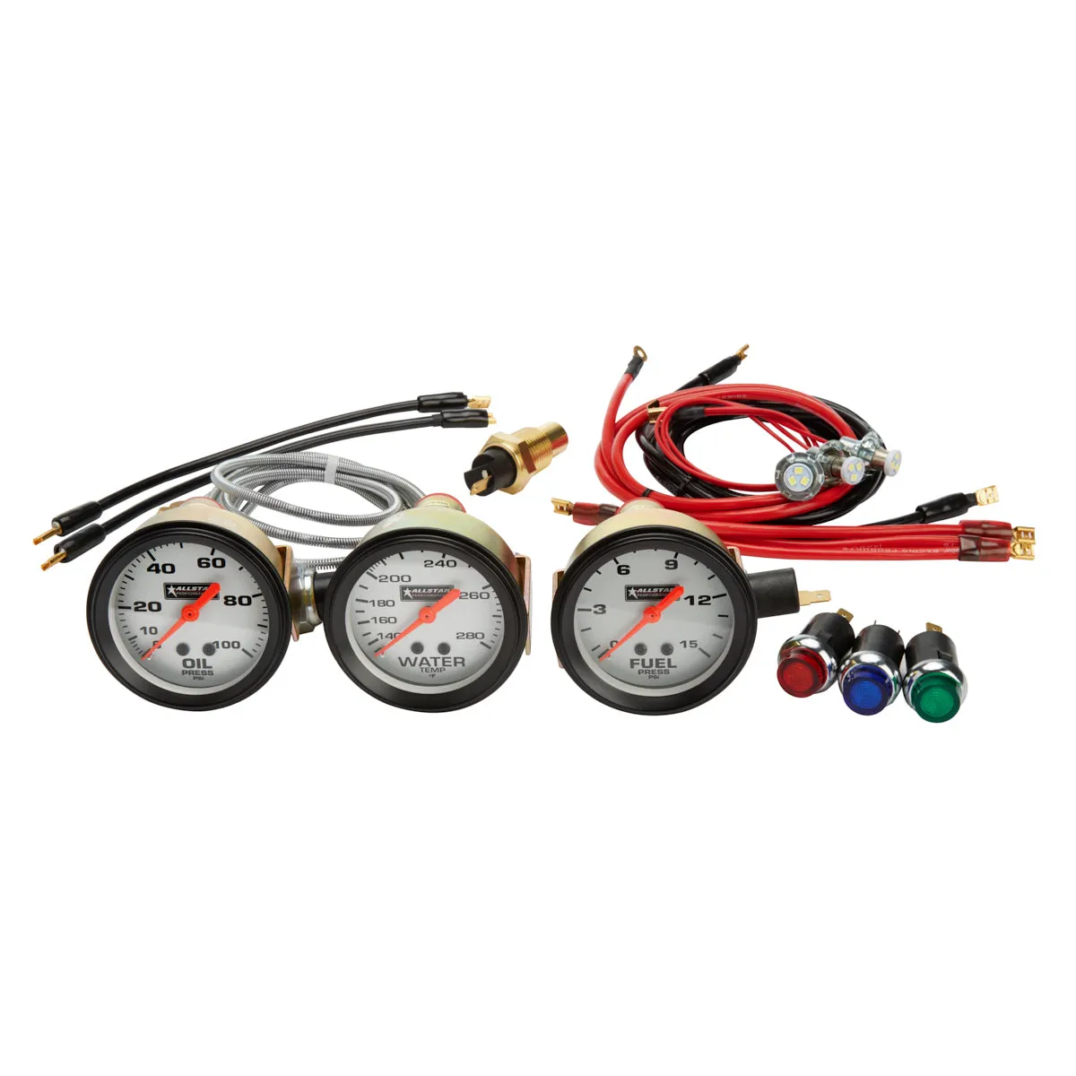 Allstar Performance 3 Gauge Kit / Warning Lights - Oil Pressure/Water Temp/Fuel Pressure