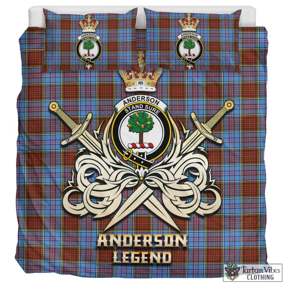 Anderson Modern Tartan Bedding Set with Clan Crest and the Golden Sword of Courageous Legacy