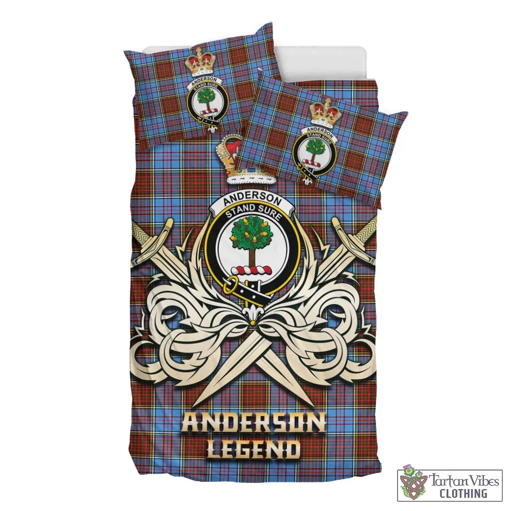 Anderson Modern Tartan Bedding Set with Clan Crest and the Golden Sword of Courageous Legacy