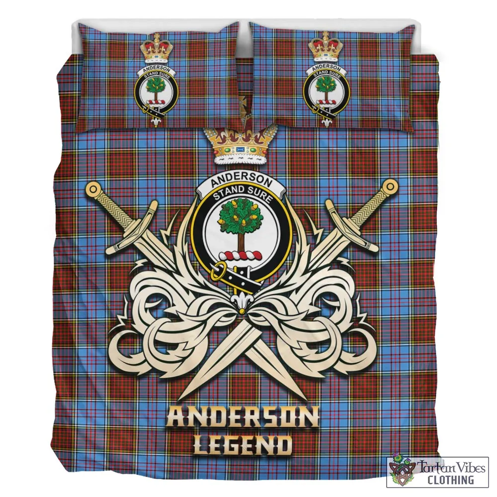 Anderson Modern Tartan Bedding Set with Clan Crest and the Golden Sword of Courageous Legacy