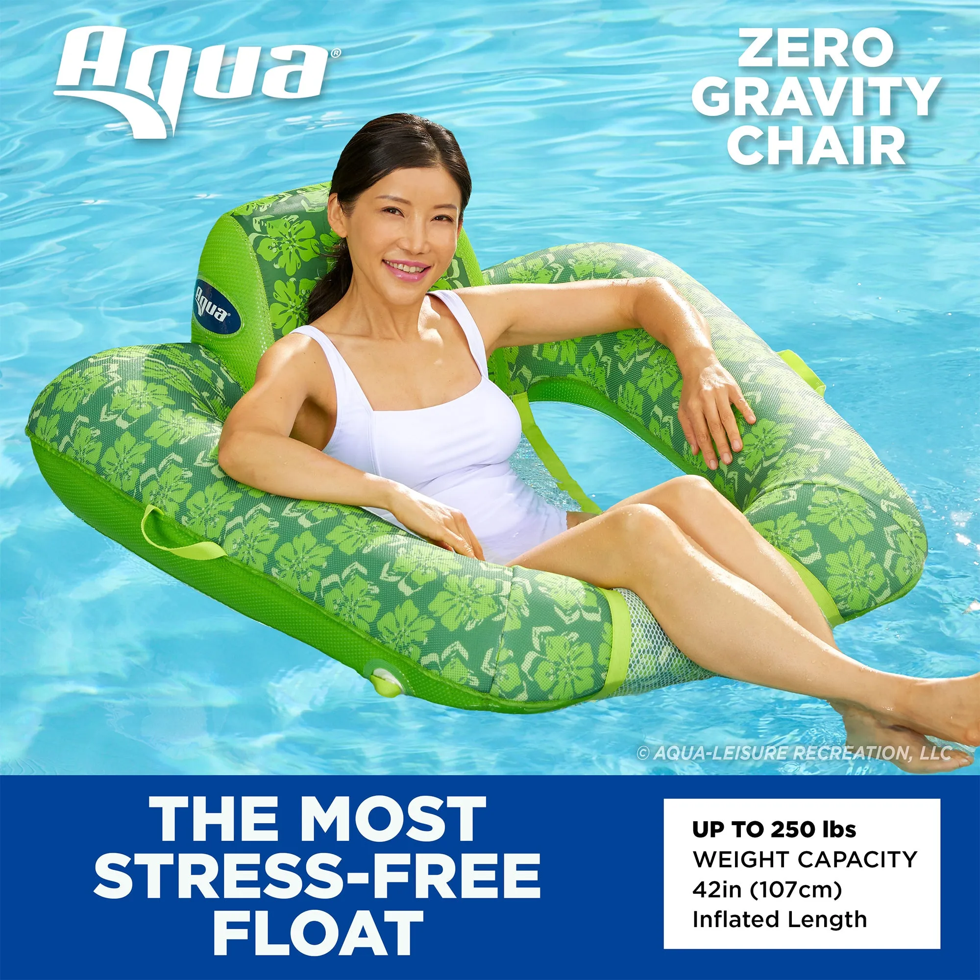 Aqua Leisure Zero Gravity Inflatable Swimming Pool Lounge Chair Float, Green, 4