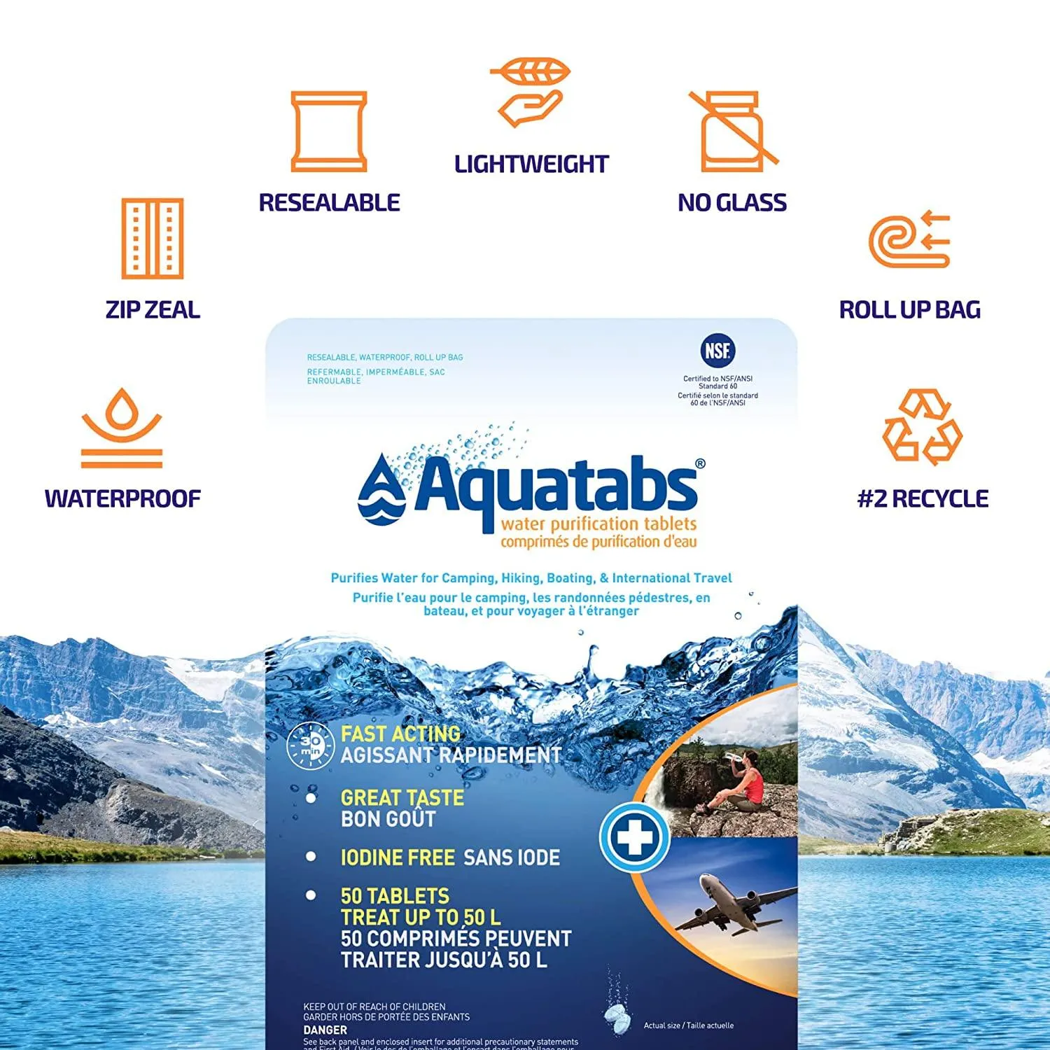 Aquatabs Water Purification Tablets - 50 Pack