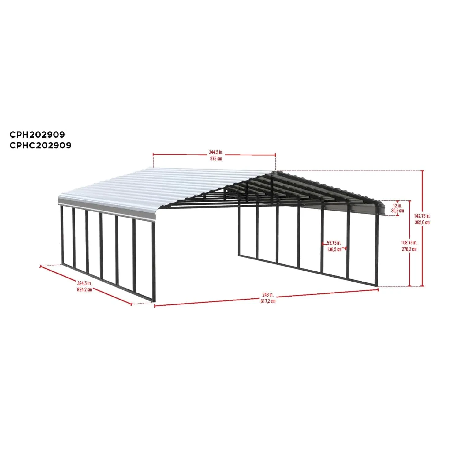 Arrow | Carport 20x29x9 ft Eggshell