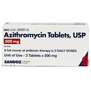 Azithromycin Tablets 500 mg (3-Pack) by Sandoz (Rx)