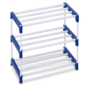 BAE Multipurpose Pastic Shoe Rack Stand/Book Cabinet for Home Storage (Rust proof, 3 Shelves Blue, Plastic)