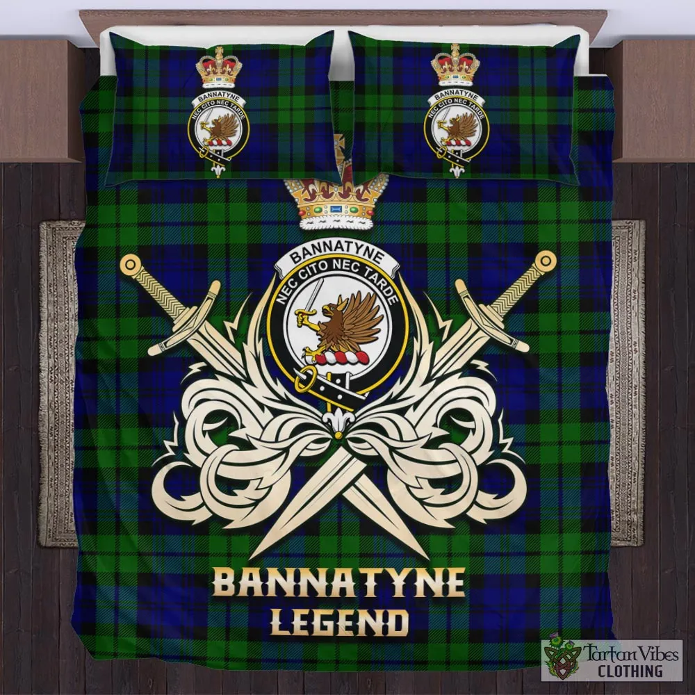 Bannatyne Tartan Bedding Set with Clan Crest and the Golden Sword of Courageous Legacy