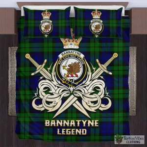 Bannatyne Tartan Bedding Set with Clan Crest and the Golden Sword of Courageous Legacy