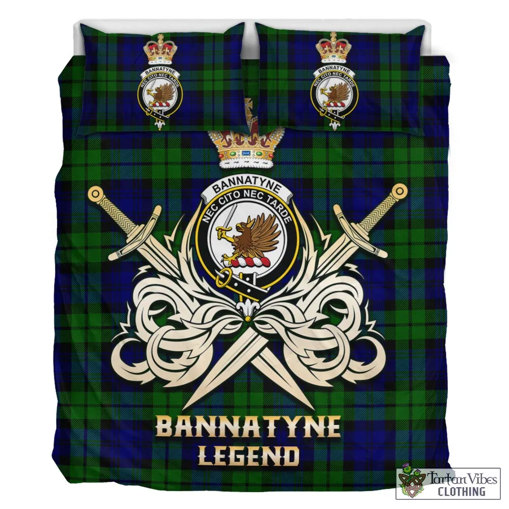 Bannatyne Tartan Bedding Set with Clan Crest and the Golden Sword of Courageous Legacy