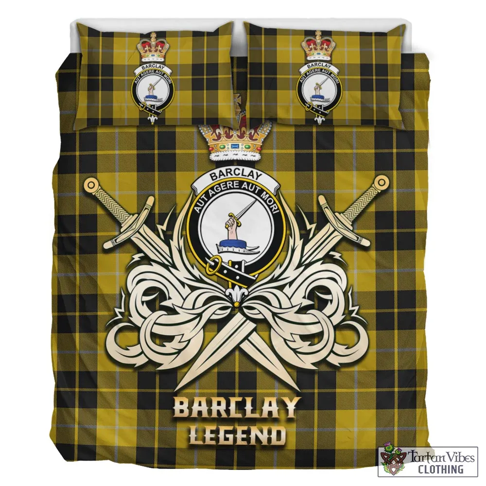 Barclay Dress Tartan Bedding Set with Clan Crest and the Golden Sword of Courageous Legacy