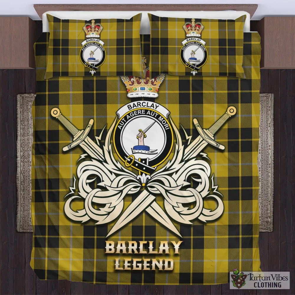 Barclay Dress Tartan Bedding Set with Clan Crest and the Golden Sword of Courageous Legacy