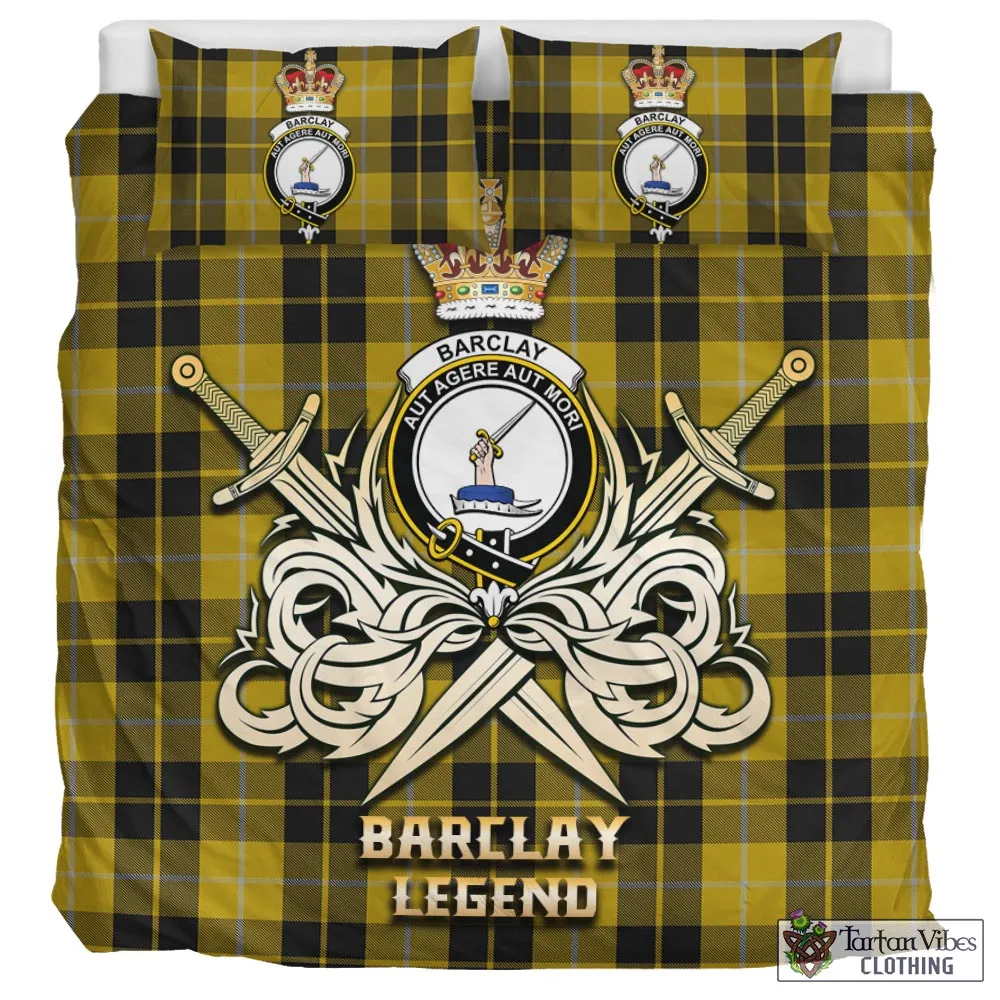 Barclay Dress Tartan Bedding Set with Clan Crest and the Golden Sword of Courageous Legacy