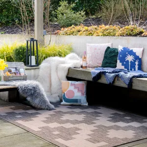 Beige Geometric Indoor Outdoor Area Rug - Shelly