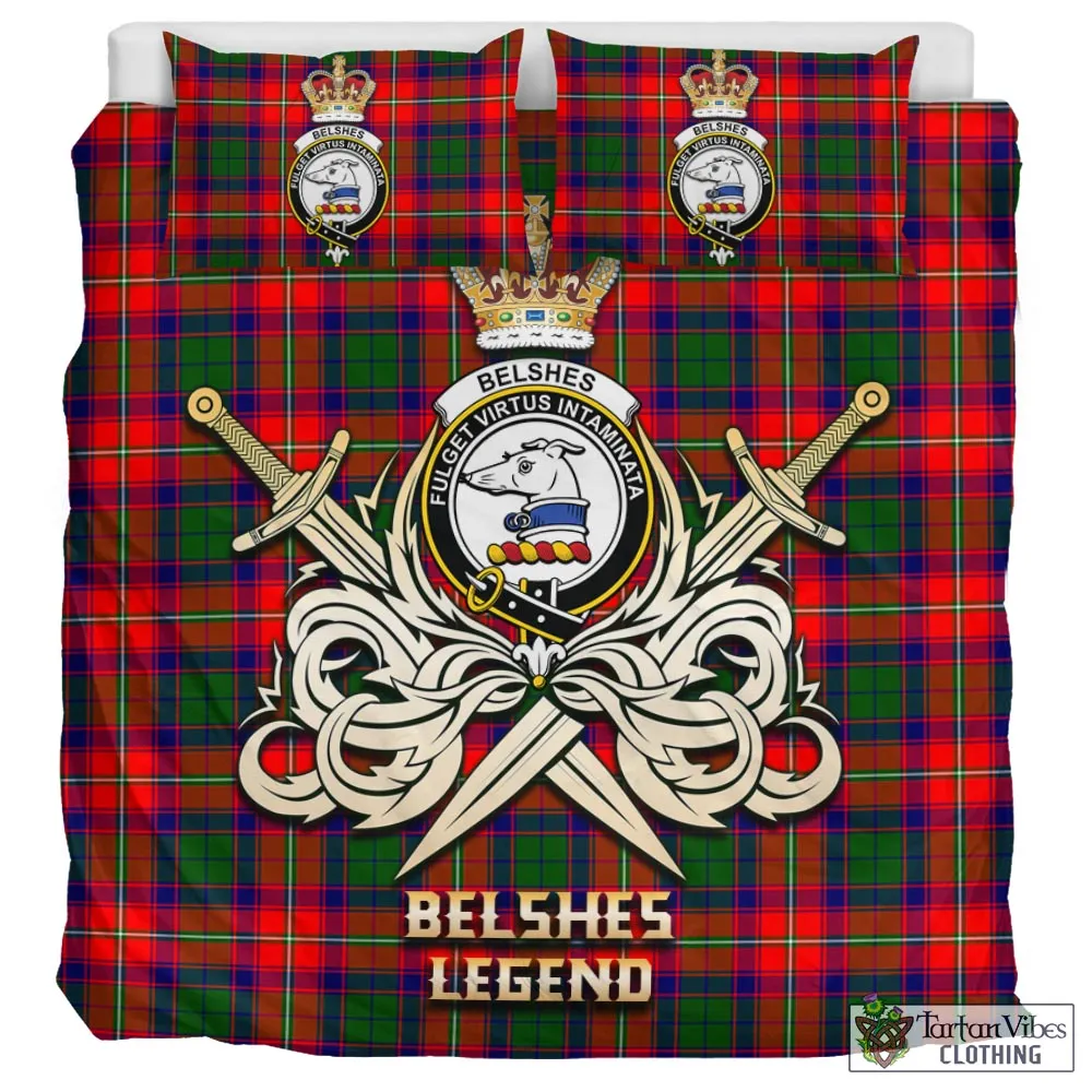 Belshes Tartan Bedding Set with Clan Crest and the Golden Sword of Courageous Legacy