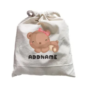 Birthday Friendly Animals Happy Sleeping Bear Addname Satchel