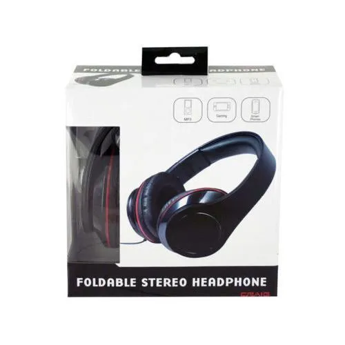 Black Foldable Stereo Headphones ( Case of 3 )