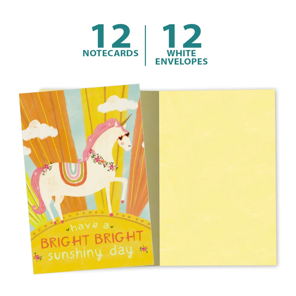 Bright Day Unicorn 12 Pack Notecards