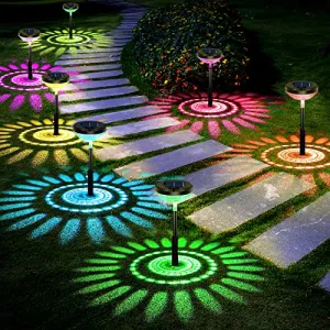 Bright Solar Pathway Lights 6 Pack,Color Changing Warm White LED Solar Lights Outdoor,IP67 Waterproof Solar Path Lights,Solar Powered Garden Lights for Walkway Yard Backyard Lawn Landscape Decor