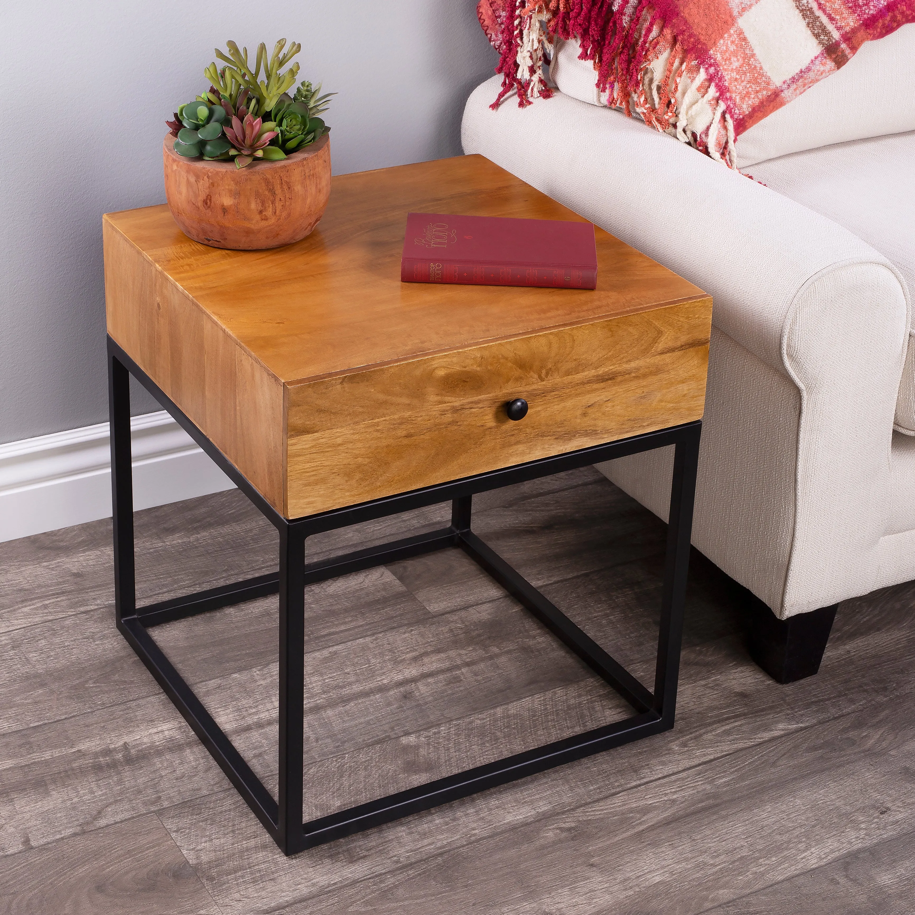 Brixton Iron & Wood End Table in Multi-Color  3898330