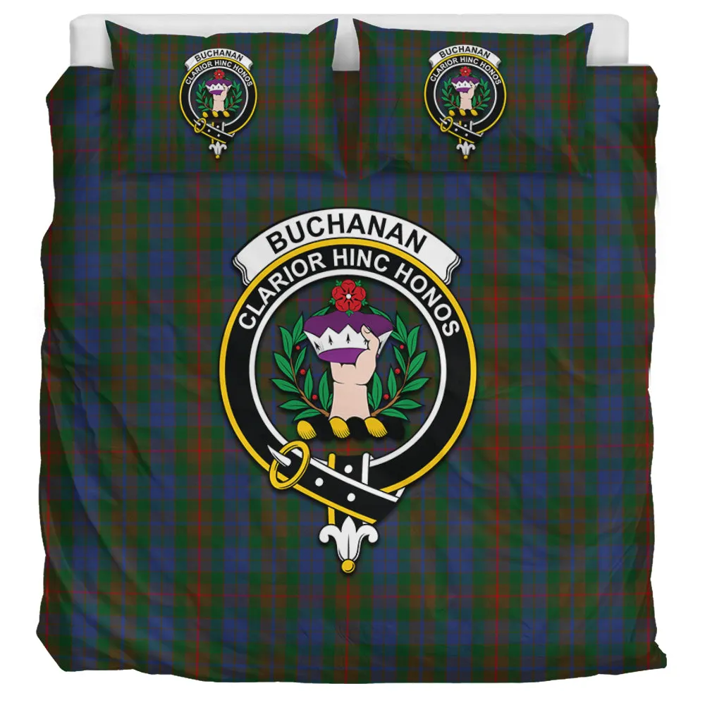 Buchanan Hunting Tartan Bedding Set with Family Crest