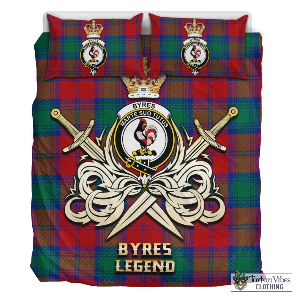 Byres (Byses) Tartan Bedding Set with Clan Crest and the Golden Sword of Courageous Legacy