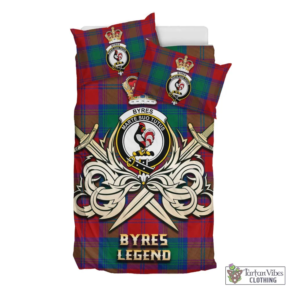 Byres (Byses) Tartan Bedding Set with Clan Crest and the Golden Sword of Courageous Legacy