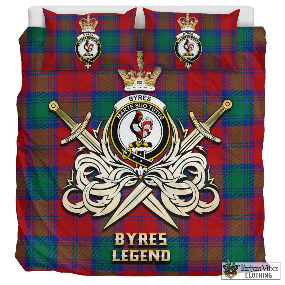 Byres (Byses) Tartan Bedding Set with Clan Crest and the Golden Sword of Courageous Legacy