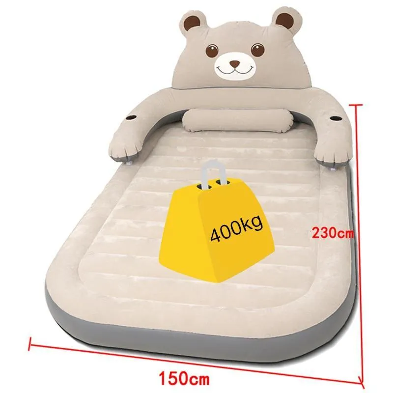 Cartoon Bear Comfy Inflatable Bed with Backrest