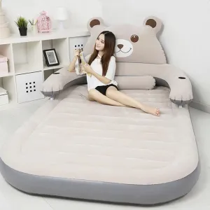 Cartoon Bear Comfy Inflatable Bed with Backrest