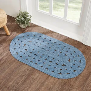 Celeste Blended Blue Indoor/Outdoor Oval Braided Rug 27x48"