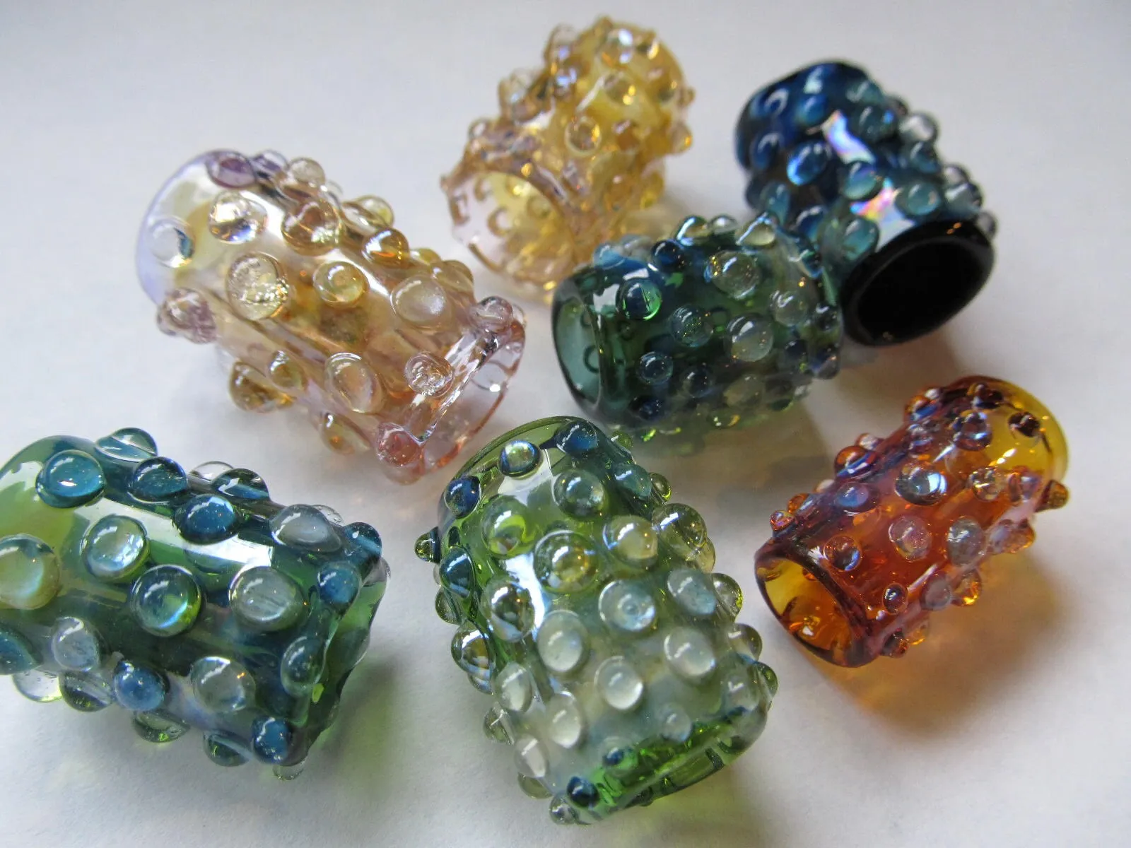 Dots All Colors Glass Dread Bead, CUSTOM Bead Hole Sizes 4-16mm