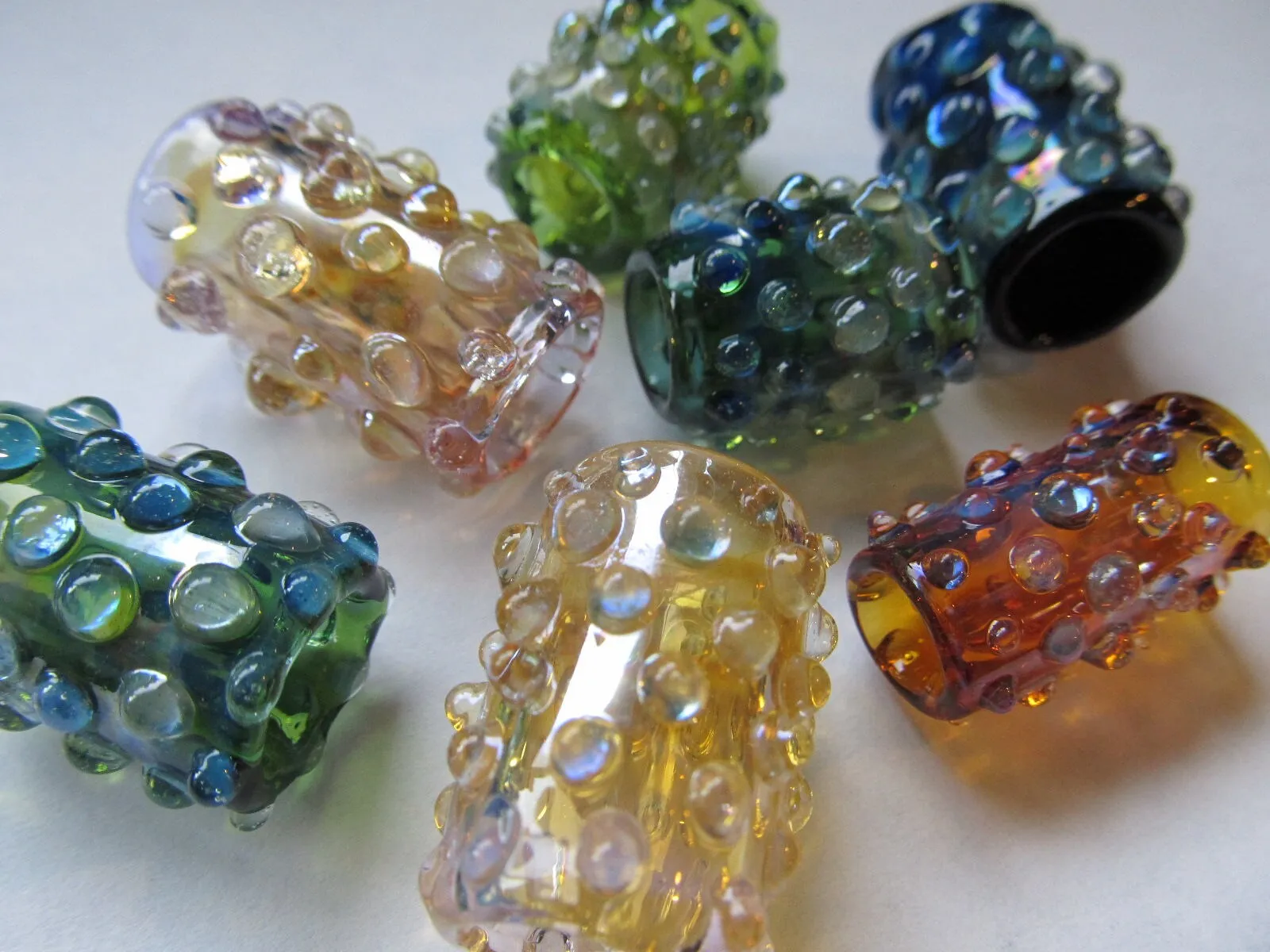 Dots All Colors Glass Dread Bead, CUSTOM Bead Hole Sizes 4-16mm