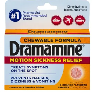 Dramamine Chewable Tablets for Motion Sickness Relief 8 Count