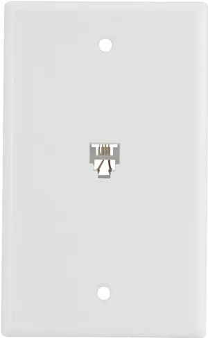 Eaton Wiring Devices 3532-4W Telephone Jack with Wallplate, Thermoplastic Housing Material, White :EA: QUANTITY: 1